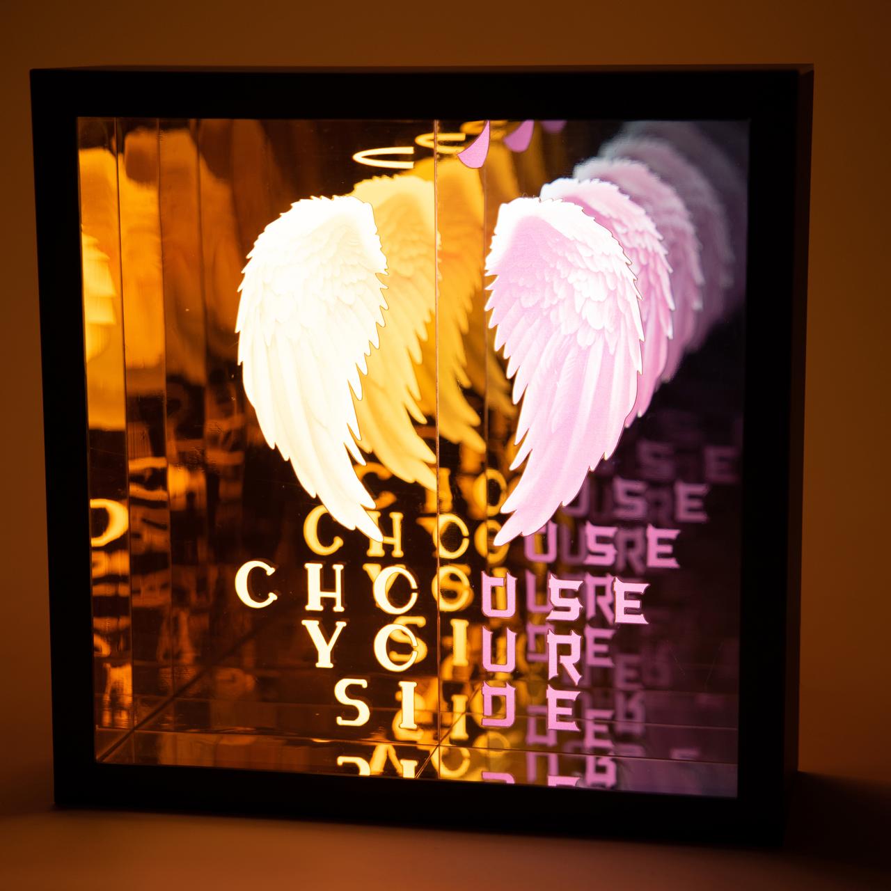 Front choose your side Infinity Mirror with full LED light tunnel background