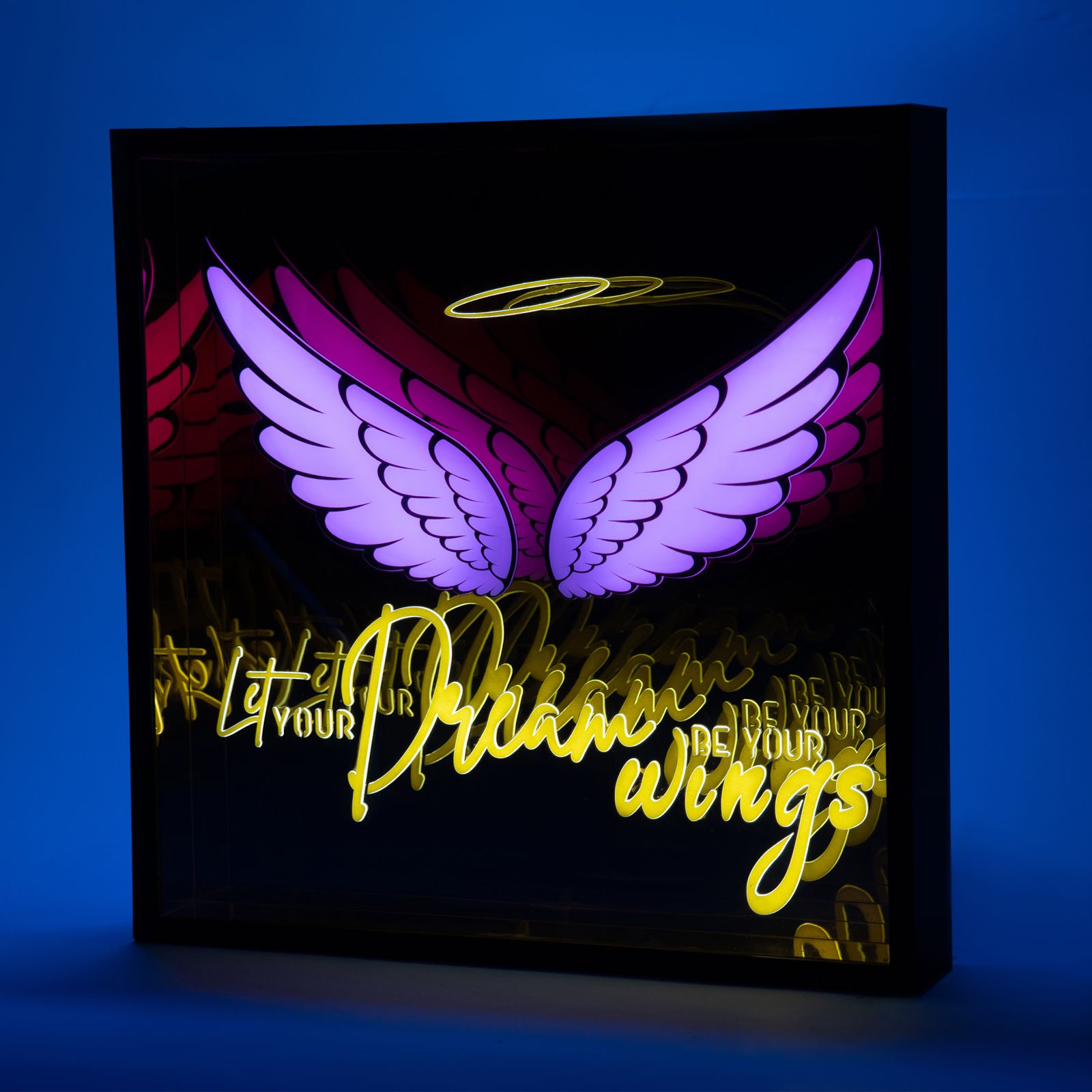 Front shot of Dream Infinity Mirror with full LED light tunnel