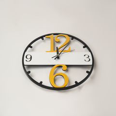 Metro Dial Clock – black and yellow modern wall clock