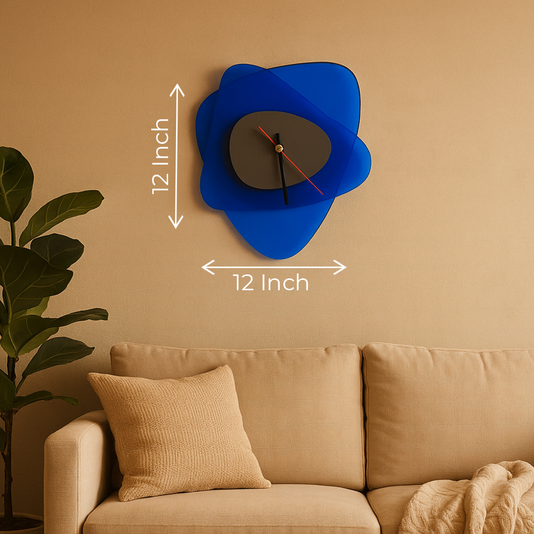 ebula Timepiece modern wall clock in blue and black – geometric layered design