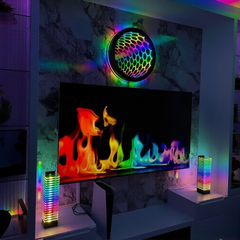 RGB LED Light Tower, Unique Floor Lamps for living room (2x Tower), Sound Reactive, Ambient Lighting, Color Changing Neon Table Lamp